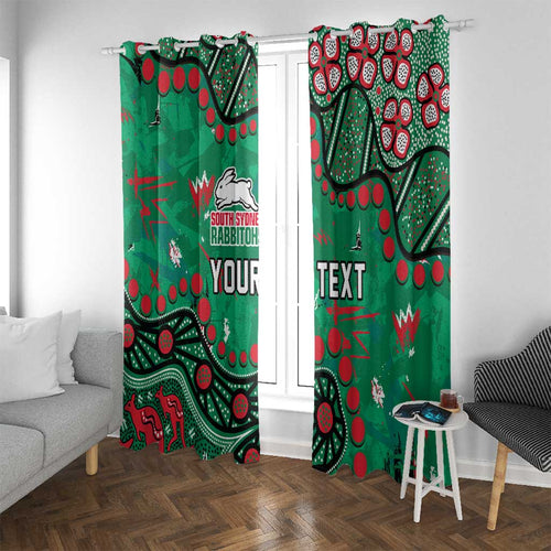 Personalized South Sydney Rabbitohs Window Curtain Aboriginal Pattern with Graffiti Style Design