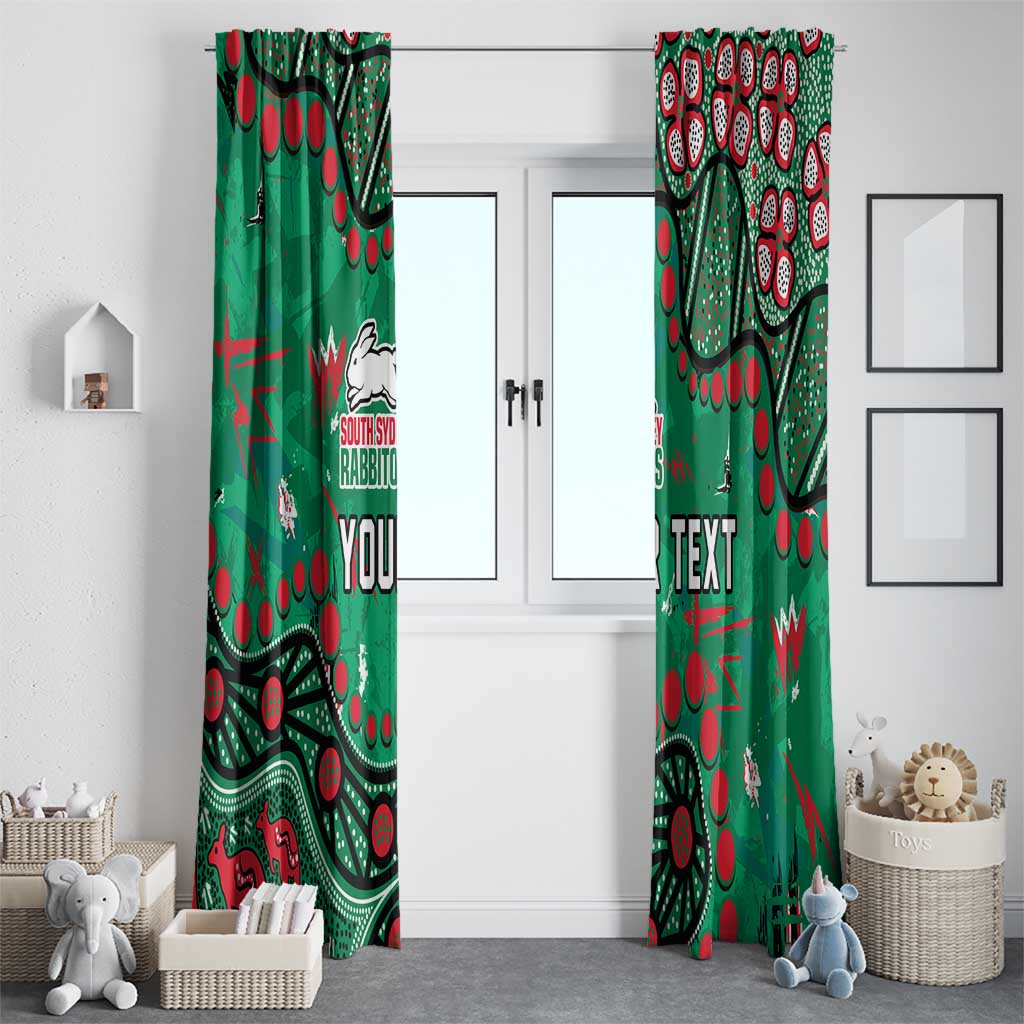 Personalized South Sydney Rabbitohs Window Curtain Aboriginal Pattern with Graffiti Style Design