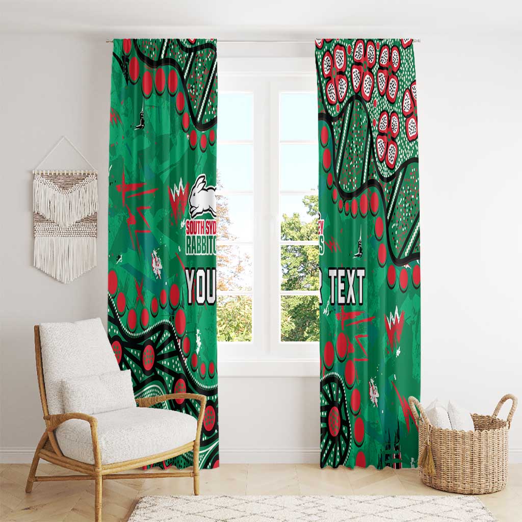 Personalized South Sydney Rabbitohs Window Curtain Aboriginal Pattern with Graffiti Style Design