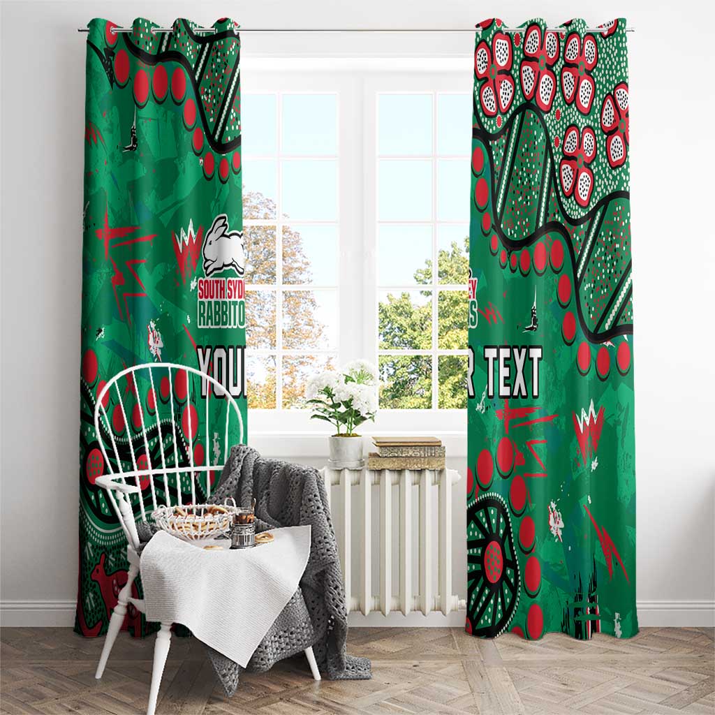 Personalized South Sydney Rabbitohs Window Curtain Aboriginal Pattern with Graffiti Style Design