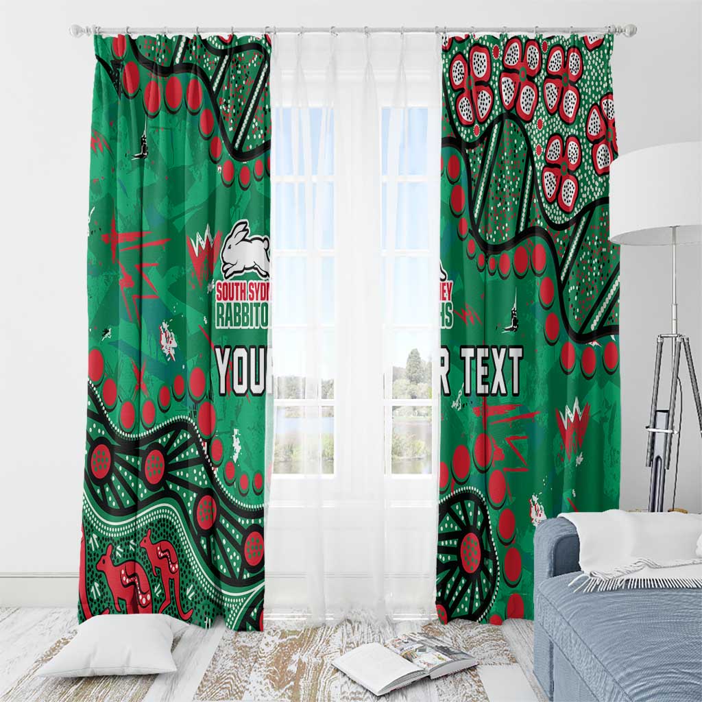 Personalized South Sydney Rabbitohs Window Curtain Aboriginal Pattern with Graffiti Style Design
