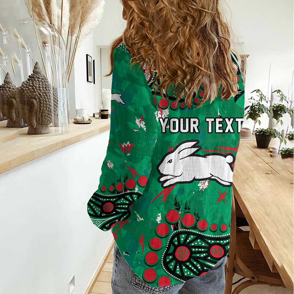 Personalized South Sydney Rabbitohs Women Casual Shirt Aboriginal Pattern with Graffiti Style Design
