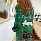 Personalized South Sydney Rabbitohs Women Casual Shirt Aboriginal Pattern with Graffiti Style Design