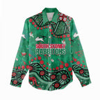 Personalized South Sydney Rabbitohs Women Casual Shirt Aboriginal Pattern with Graffiti Style Design