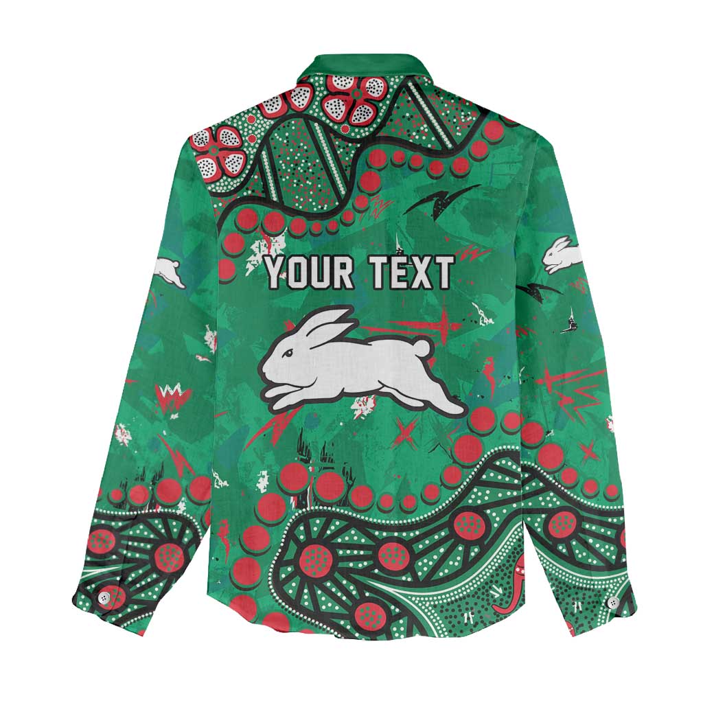 Personalized South Sydney Rabbitohs Women Casual Shirt Aboriginal Pattern with Graffiti Style Design