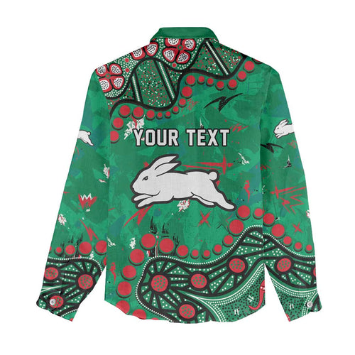 Personalized South Sydney Rabbitohs Women Casual Shirt Aboriginal Pattern with Graffiti Style Design