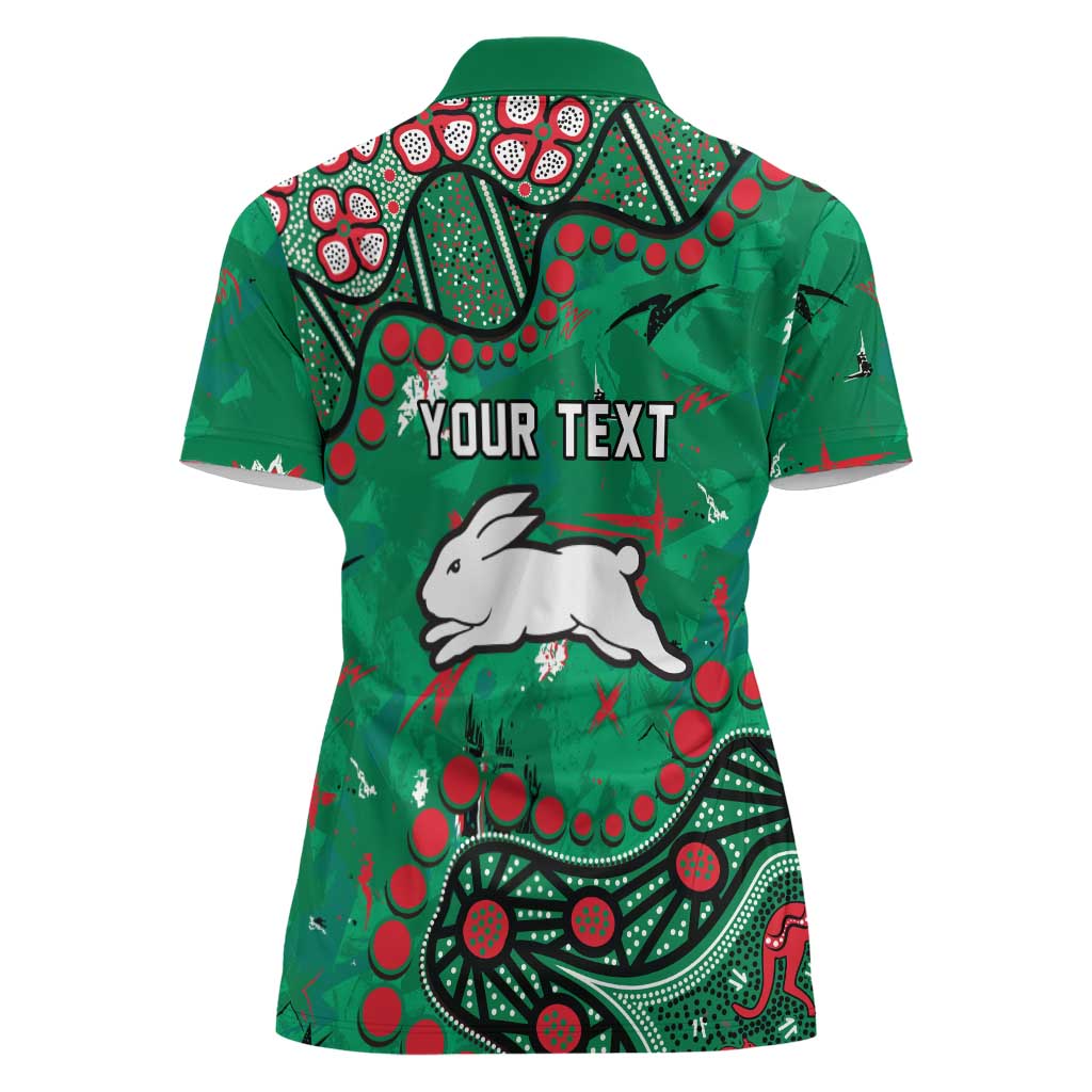 Personalized South Sydney Rabbitohs Women Polo Shirt Aboriginal Pattern with Graffiti Style Design