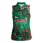 Personalized South Sydney Rabbitohs Women Sleeveless Polo Shirt Aboriginal Pattern with Graffiti Style Design