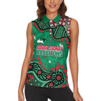 Personalized South Sydney Rabbitohs Women Sleeveless Polo Shirt Aboriginal Pattern with Graffiti Style Design