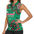 Personalized South Sydney Rabbitohs Women Sleeveless Polo Shirt Aboriginal Pattern with Graffiti Style Design