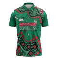 Personalized South Sydney Rabbitohs Zipper Polo Shirt Aboriginal Pattern with Graffiti Style Design