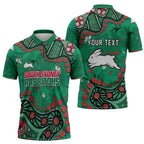 Personalized South Sydney Rabbitohs Zipper Polo Shirt Aboriginal Pattern with Graffiti Style Design