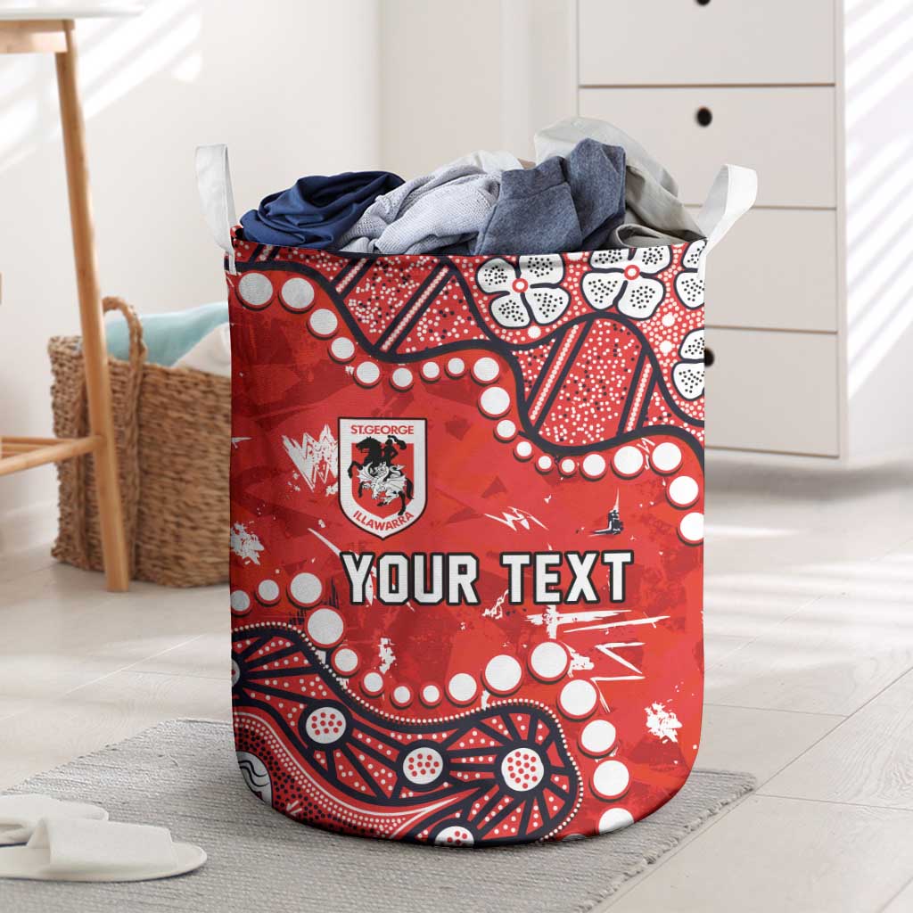 Personalized St. George Illawarra Dragons Laundry Basket Aboriginal Pattern with Graffiti Style Design