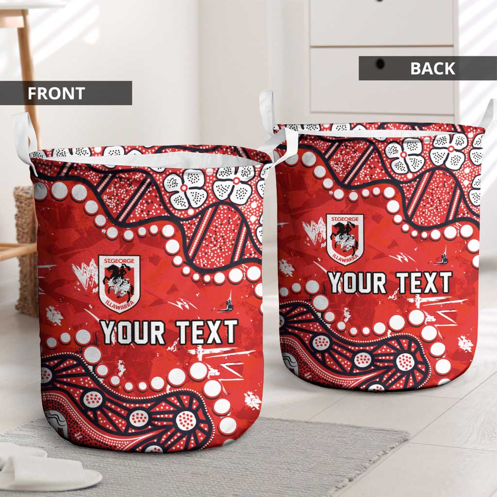 Personalized St. George Illawarra Dragons Laundry Basket Aboriginal Pattern with Graffiti Style Design