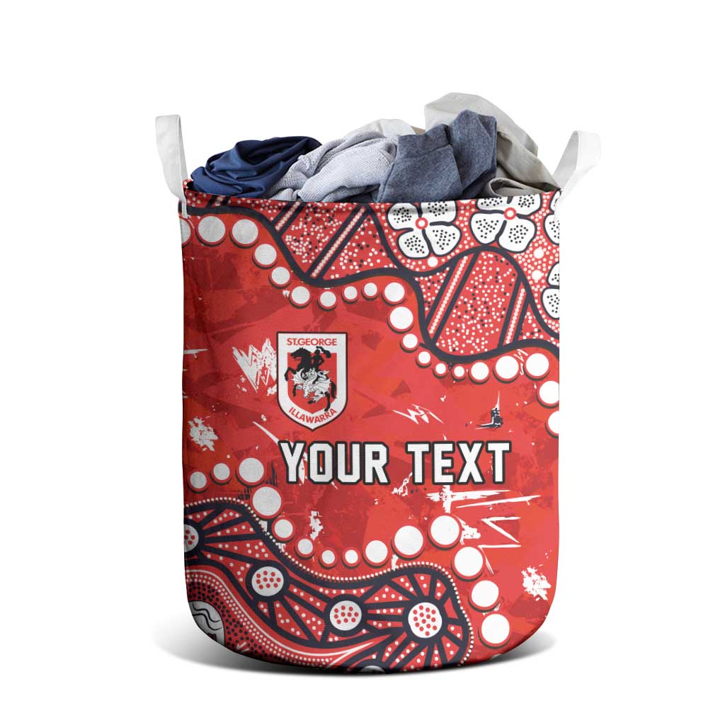 Personalized St. George Illawarra Dragons Laundry Basket Aboriginal Pattern with Graffiti Style Design