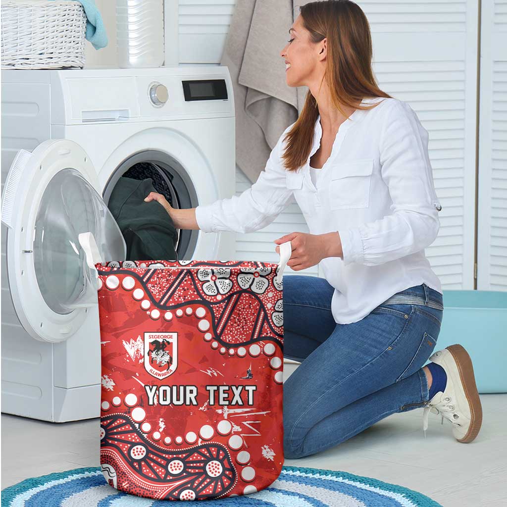 Personalized St. George Illawarra Dragons Laundry Basket Aboriginal Pattern with Graffiti Style Design