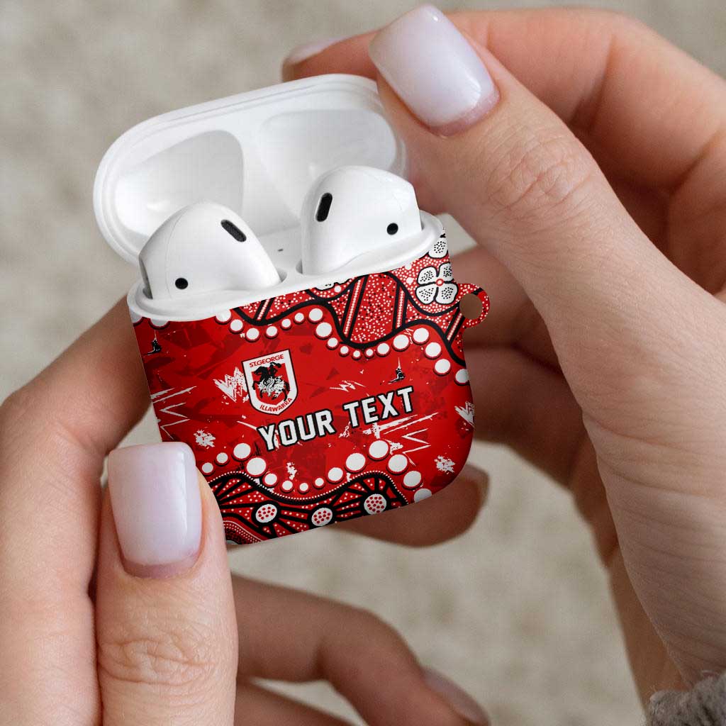 Personalized St. George Illawarra Dragons AirPods Case Aboriginal Pattern with Graffiti Style Design