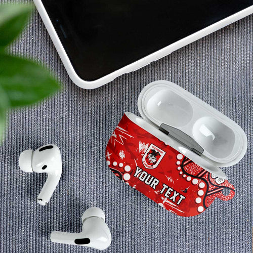 Personalized St. George Illawarra Dragons AirPods Case Aboriginal Pattern with Graffiti Style Design
