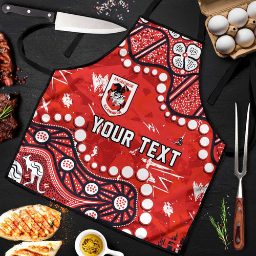 Personalized St. George Illawarra Dragons Apron Aboriginal Pattern with Graffiti Style Design