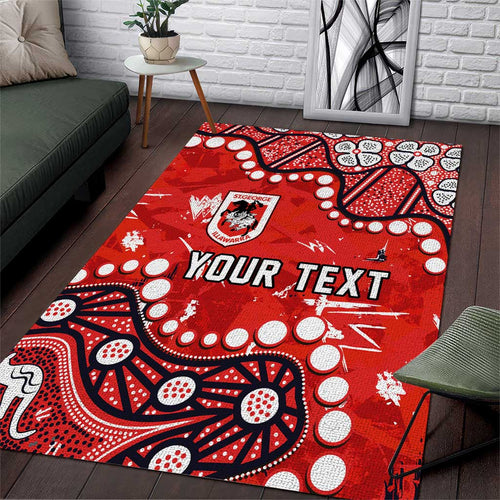 Personalized St. George Illawarra Dragons Area Rug Aboriginal Pattern with Graffiti Style Design