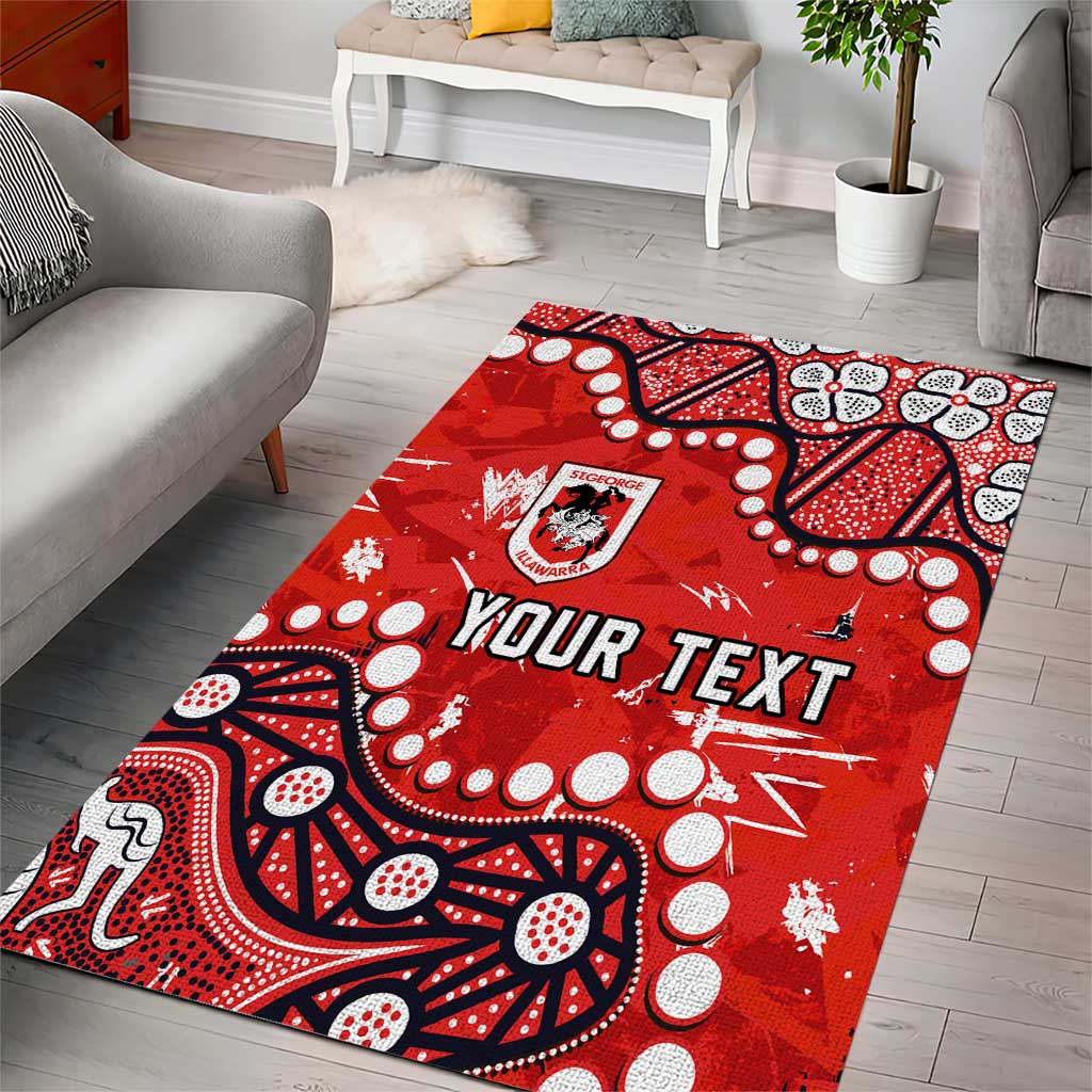 Personalized St. George Illawarra Dragons Area Rug Aboriginal Pattern with Graffiti Style Design