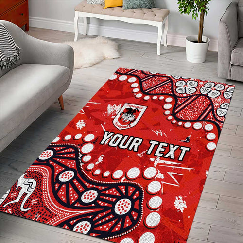 Personalized St. George Illawarra Dragons Area Rug Aboriginal Pattern with Graffiti Style Design