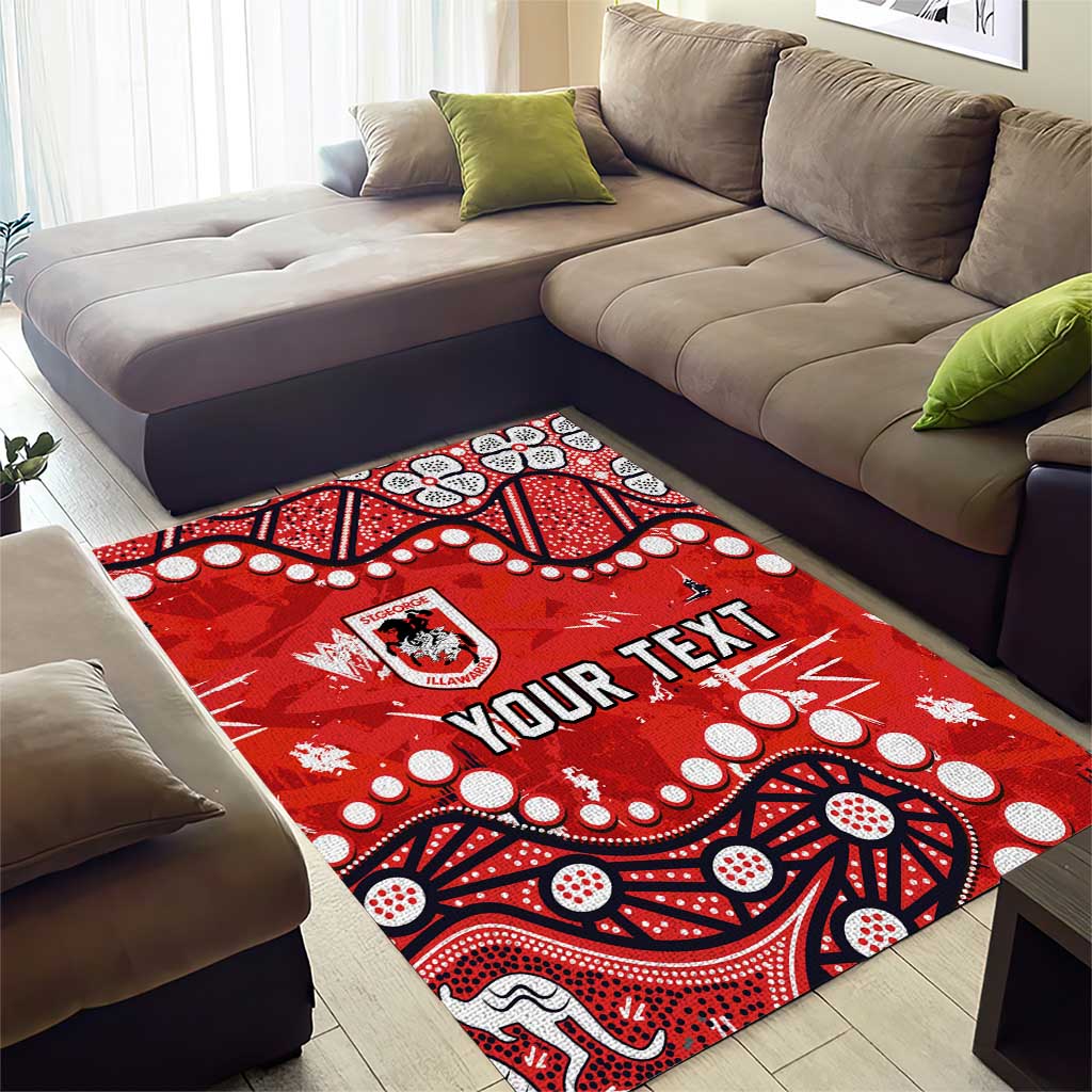 Personalized St. George Illawarra Dragons Area Rug Aboriginal Pattern with Graffiti Style Design