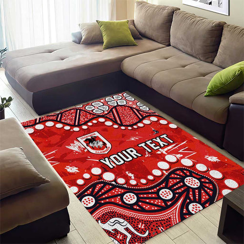Personalized St. George Illawarra Dragons Area Rug Aboriginal Pattern with Graffiti Style Design