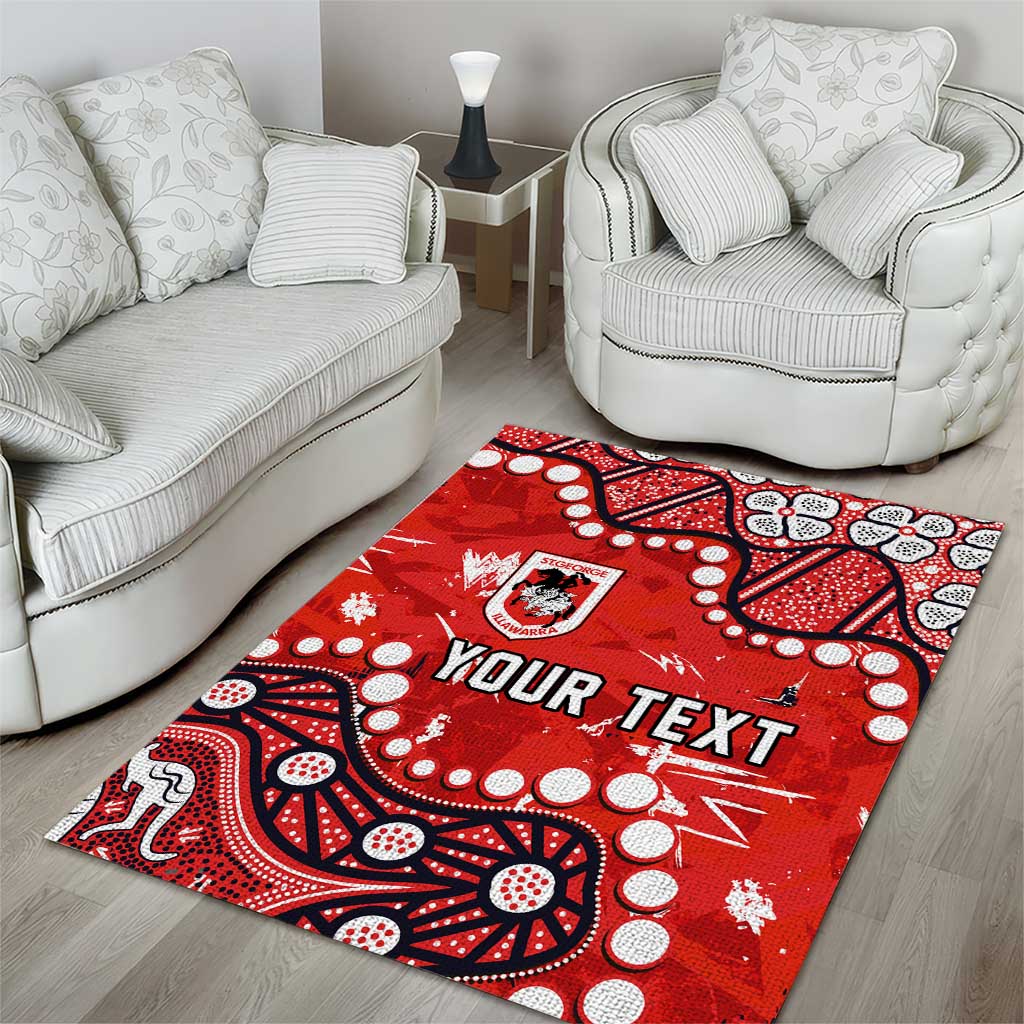 Personalized St. George Illawarra Dragons Area Rug Aboriginal Pattern with Graffiti Style Design