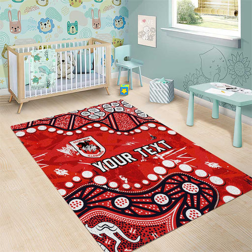 Personalized St. George Illawarra Dragons Area Rug Aboriginal Pattern with Graffiti Style Design