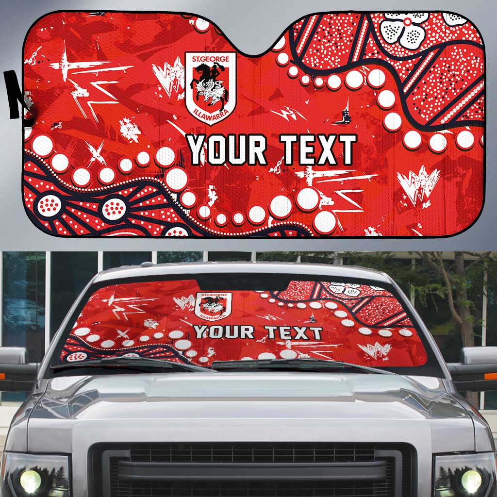 Personalized St. George Illawarra Dragons Auto Sun Shade Aboriginal Pattern with Graffiti Style Design
