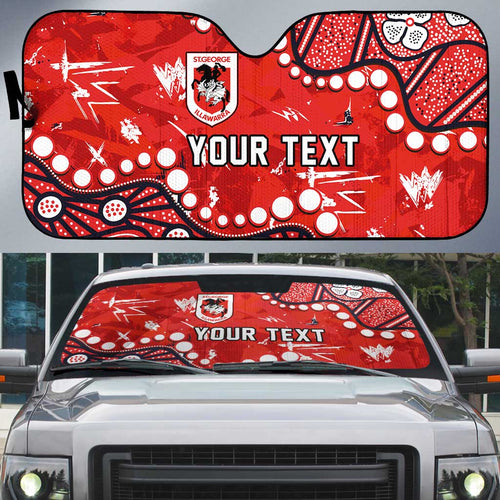 Personalized St. George Illawarra Dragons Auto Sun Shade Aboriginal Pattern with Graffiti Style Design