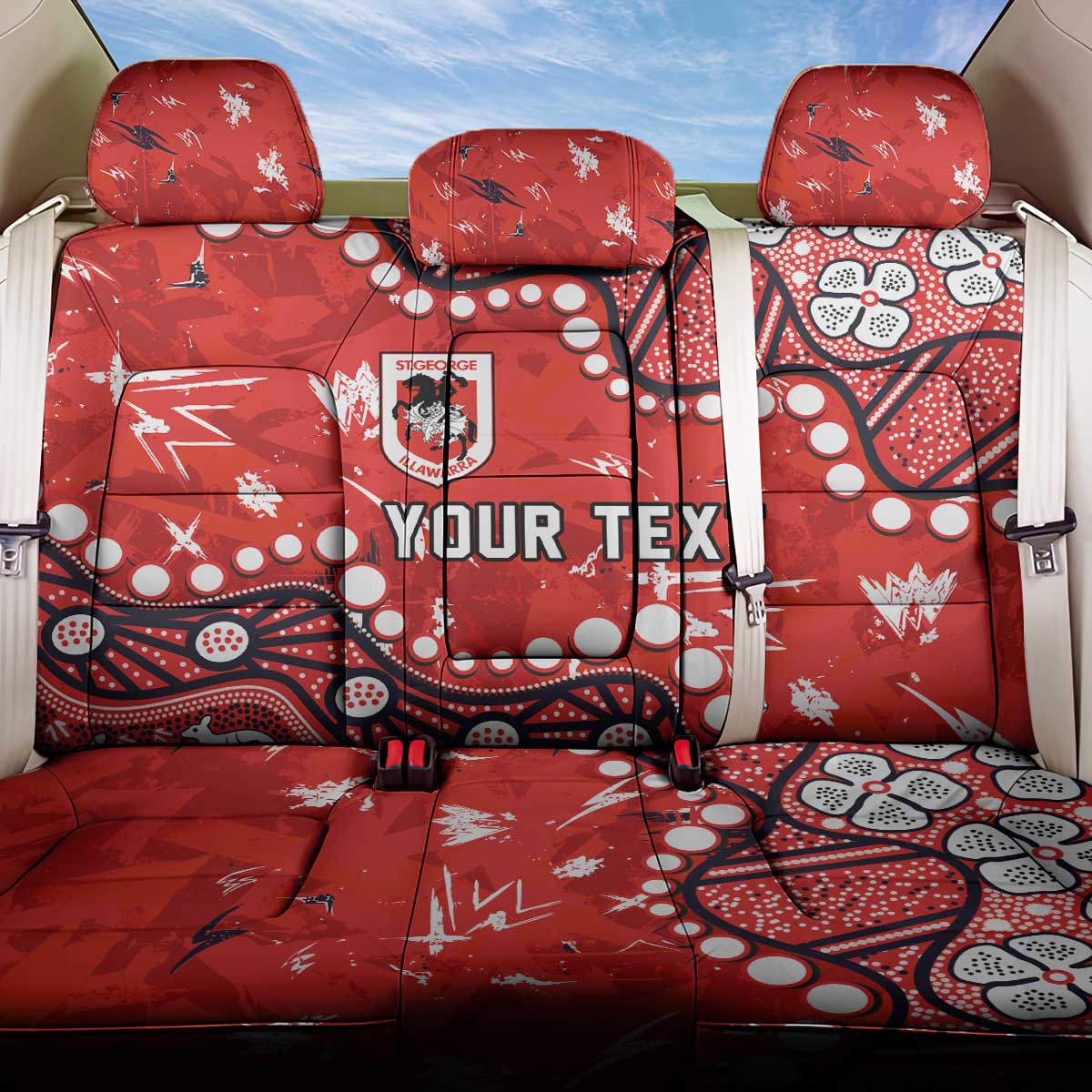 Personalized St. George Illawarra Dragons Back Car Seat Cover Aboriginal Pattern with Graffiti Style Design