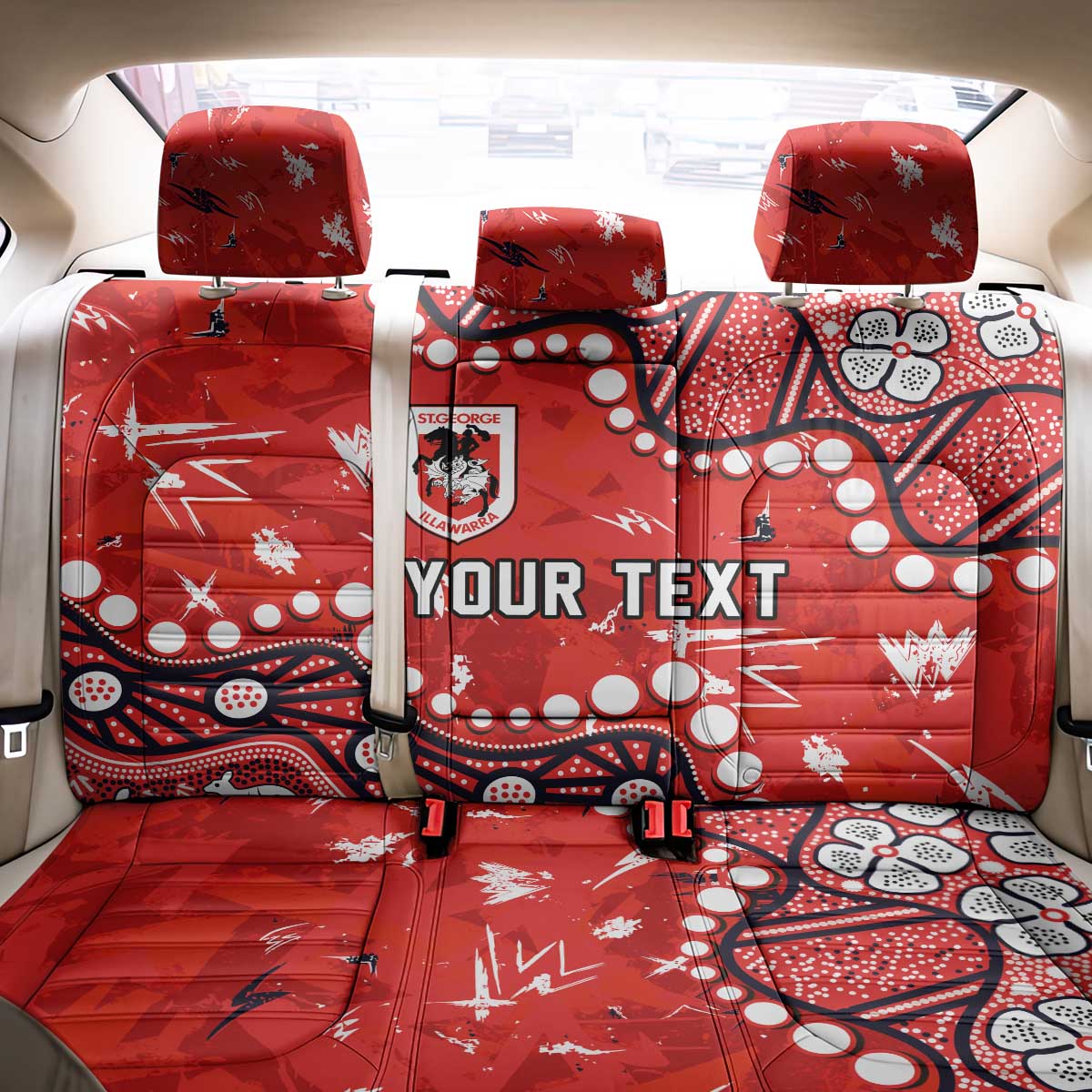 Personalized St. George Illawarra Dragons Back Car Seat Cover Aboriginal Pattern with Graffiti Style Design