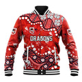 Personalized St. George Illawarra Dragons Baseball Jacket Aboriginal Pattern with Graffiti Style Design