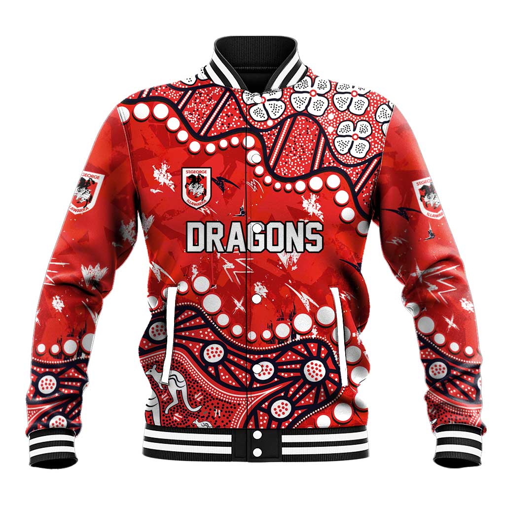 Personalized St. George Illawarra Dragons Baseball Jacket Aboriginal Pattern with Graffiti Style Design