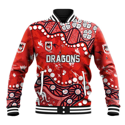 Personalized St. George Illawarra Dragons Baseball Jacket Aboriginal Pattern with Graffiti Style Design