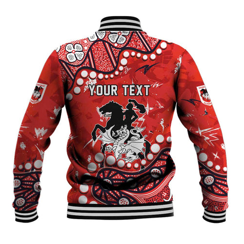 Personalized St. George Illawarra Dragons Baseball Jacket Aboriginal Pattern with Graffiti Style Design