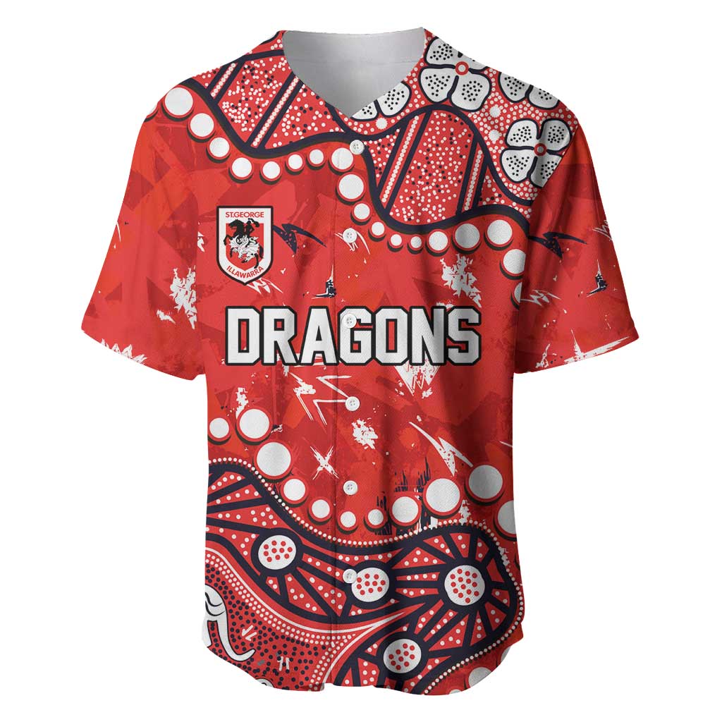 Personalized St. George Illawarra Dragons Baseball Jersey Aboriginal Pattern with Graffiti Style Design