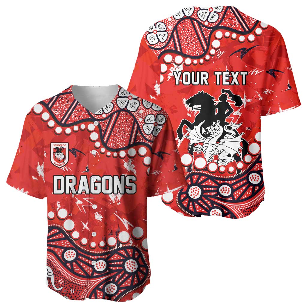Personalized St. George Illawarra Dragons Baseball Jersey Aboriginal Pattern with Graffiti Style Design