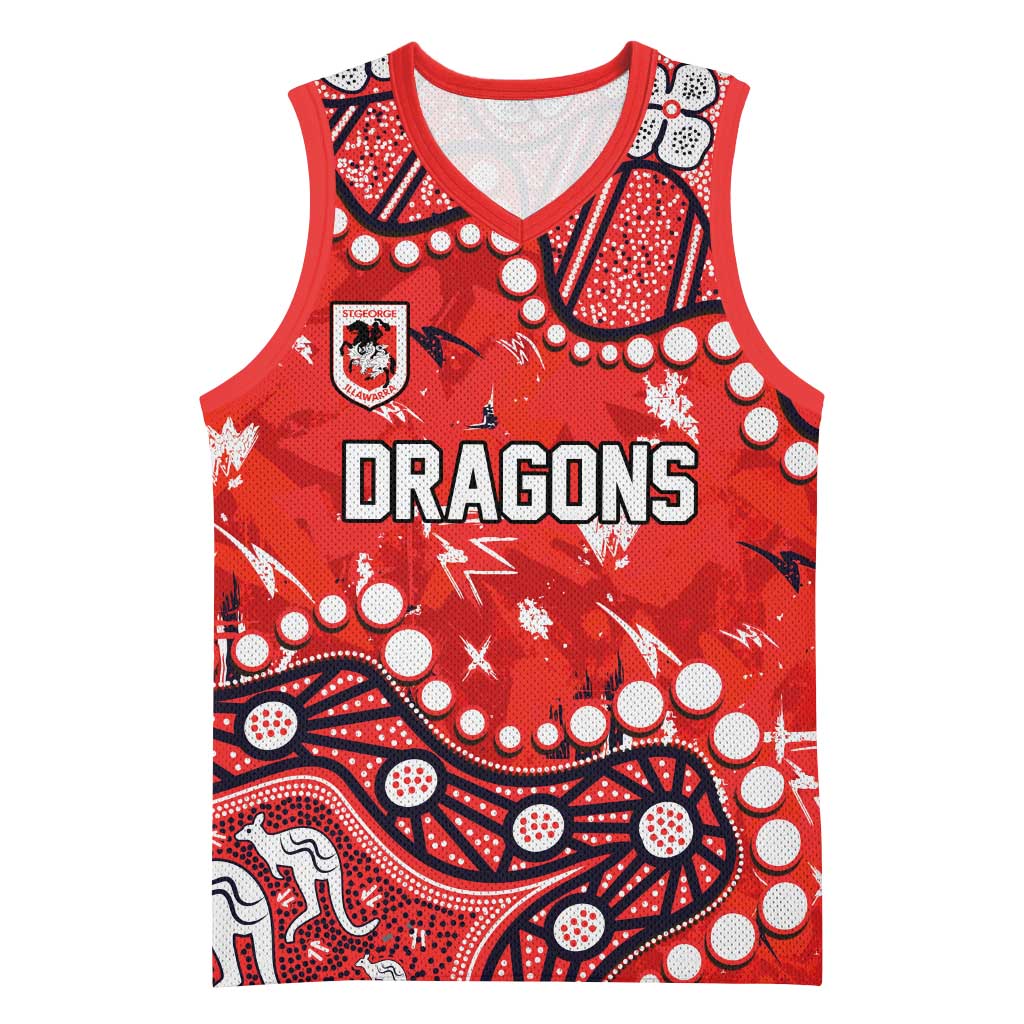 Personalized St. George Illawarra Dragons Basketball Jersey Aboriginal Pattern with Graffiti Style Design