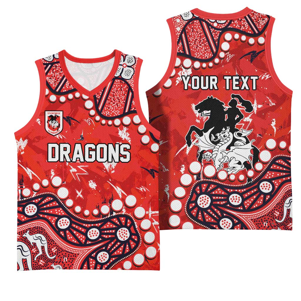 Personalized St. George Illawarra Dragons Basketball Jersey Aboriginal Pattern with Graffiti Style Design