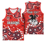 Personalized St. George Illawarra Dragons Basketball Jersey Aboriginal Pattern with Graffiti Style Design