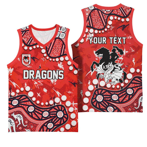 Personalized St. George Illawarra Dragons Basketball Jersey Aboriginal Pattern with Graffiti Style Design