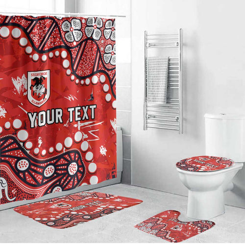 Personalized St. George Illawarra Dragons Bathroom Set Aboriginal Pattern with Graffiti Style Design