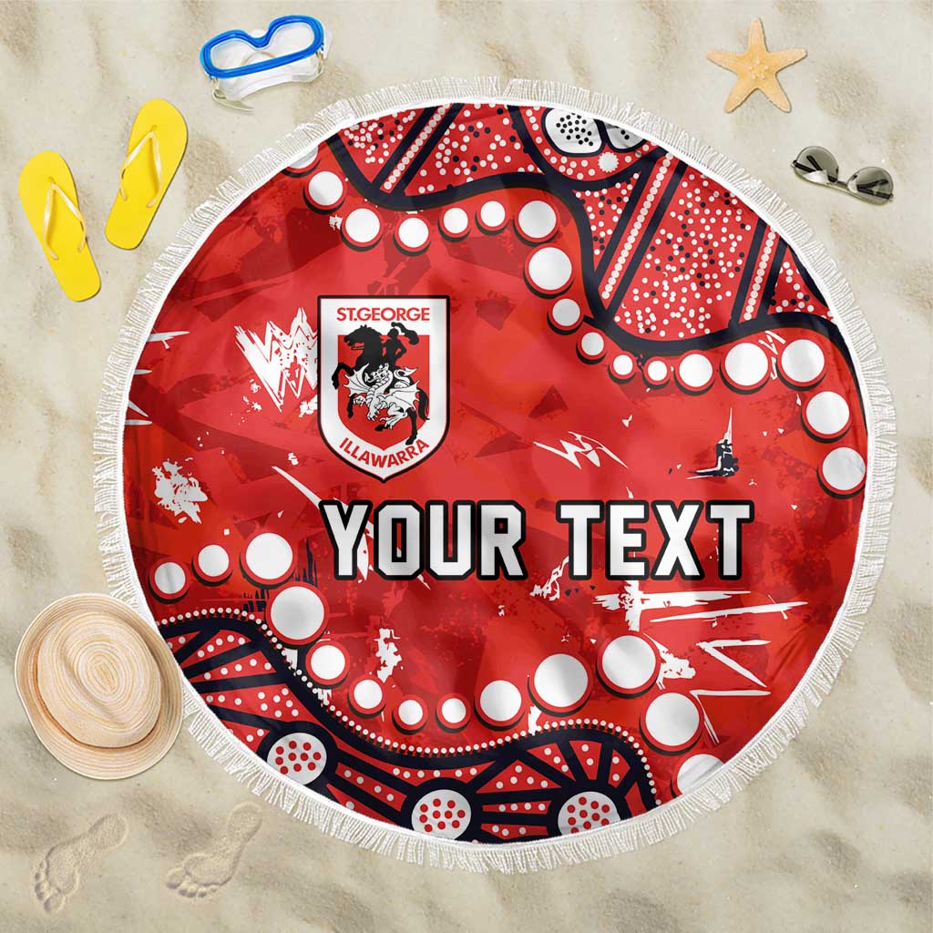 Personalized St. George Illawarra Dragons Beach Blanket Aboriginal Pattern with Graffiti Style Design