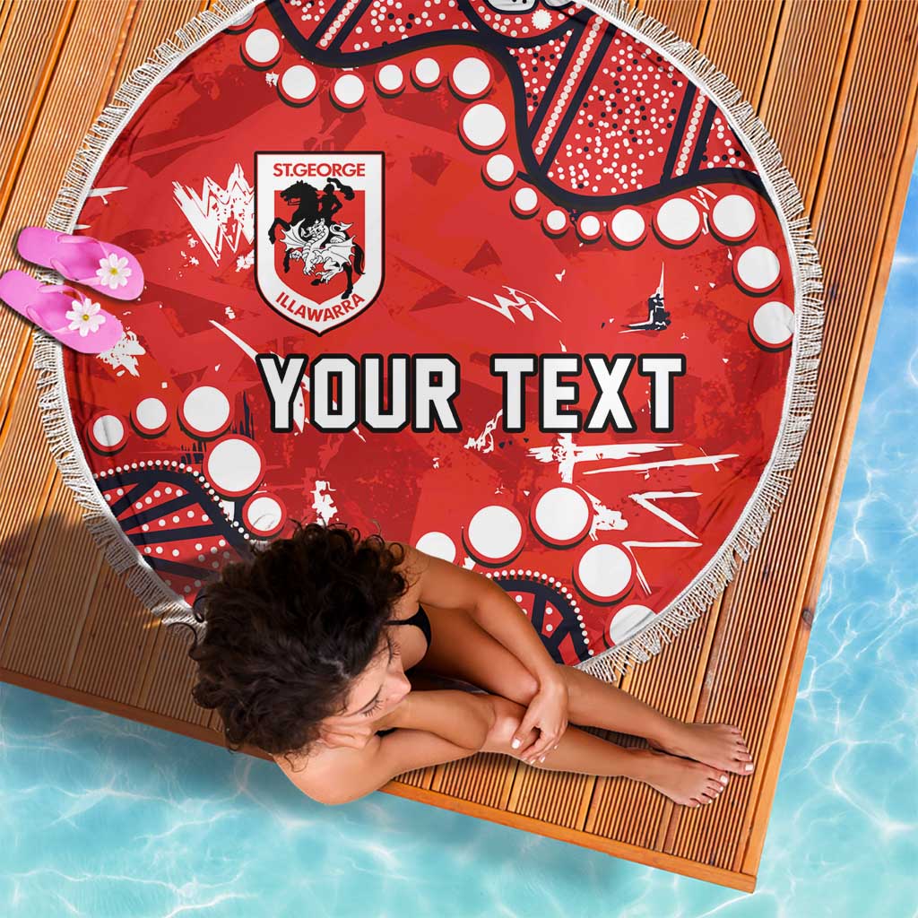 Personalized St. George Illawarra Dragons Beach Blanket Aboriginal Pattern with Graffiti Style Design