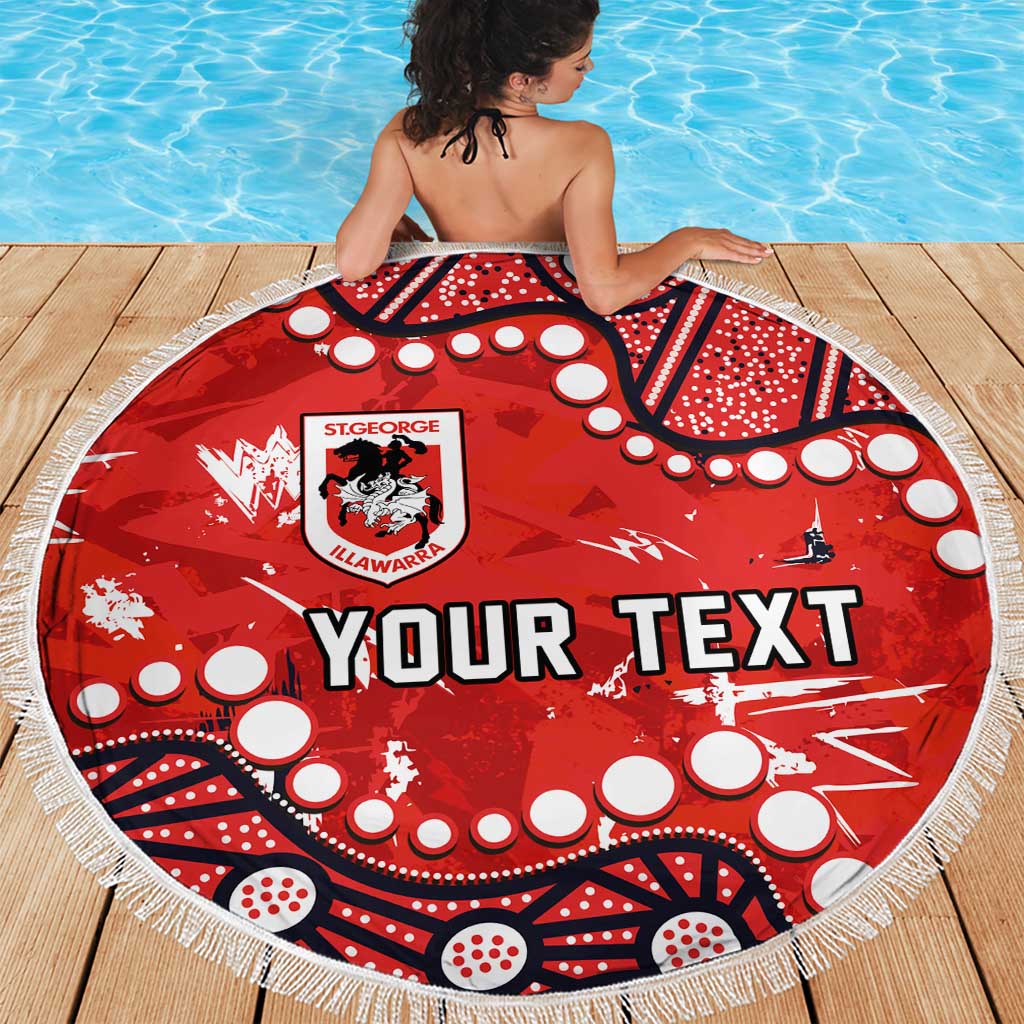 Personalized St. George Illawarra Dragons Beach Blanket Aboriginal Pattern with Graffiti Style Design