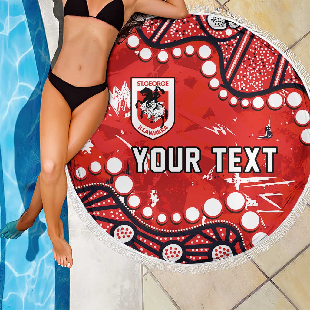 Personalized St. George Illawarra Dragons Beach Blanket Aboriginal Pattern with Graffiti Style Design