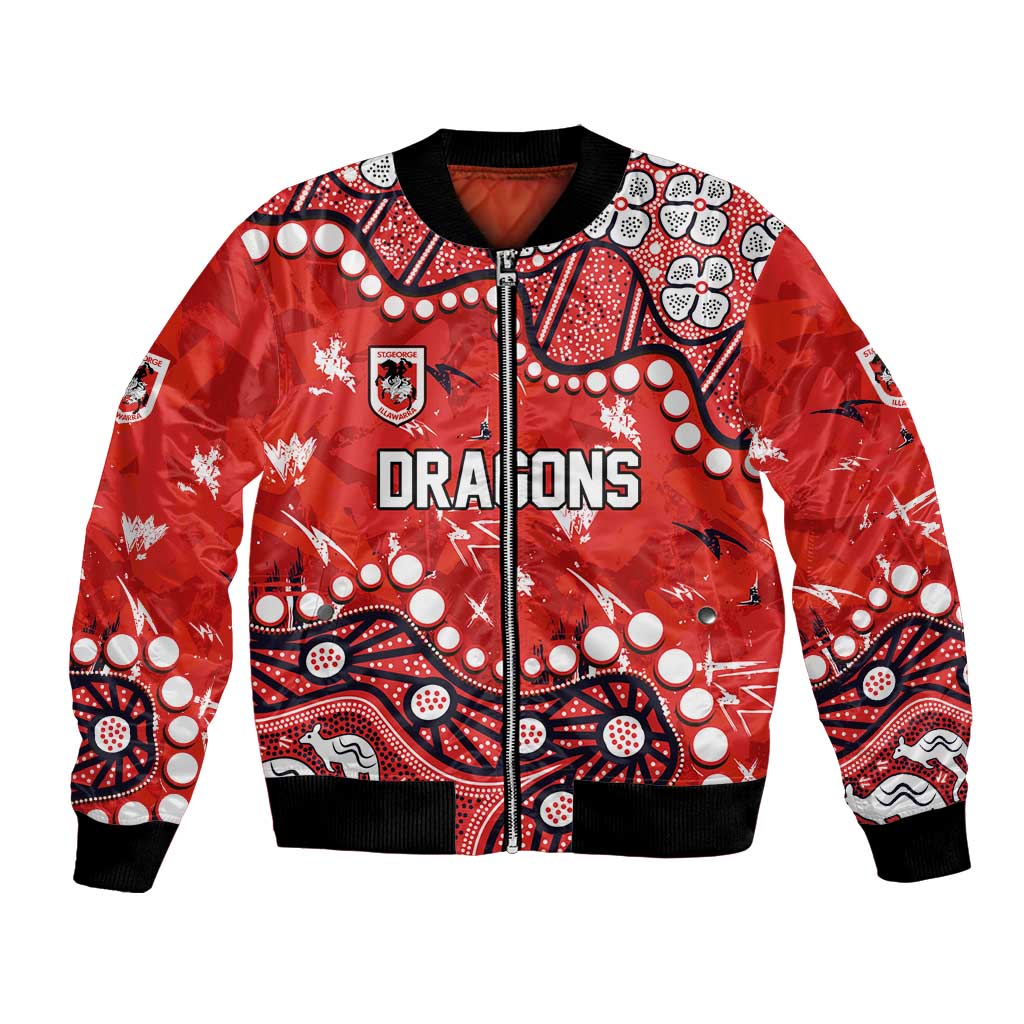 Personalized St. George Illawarra Dragons Bomber Jacket Aboriginal Pattern with Graffiti Style Design
